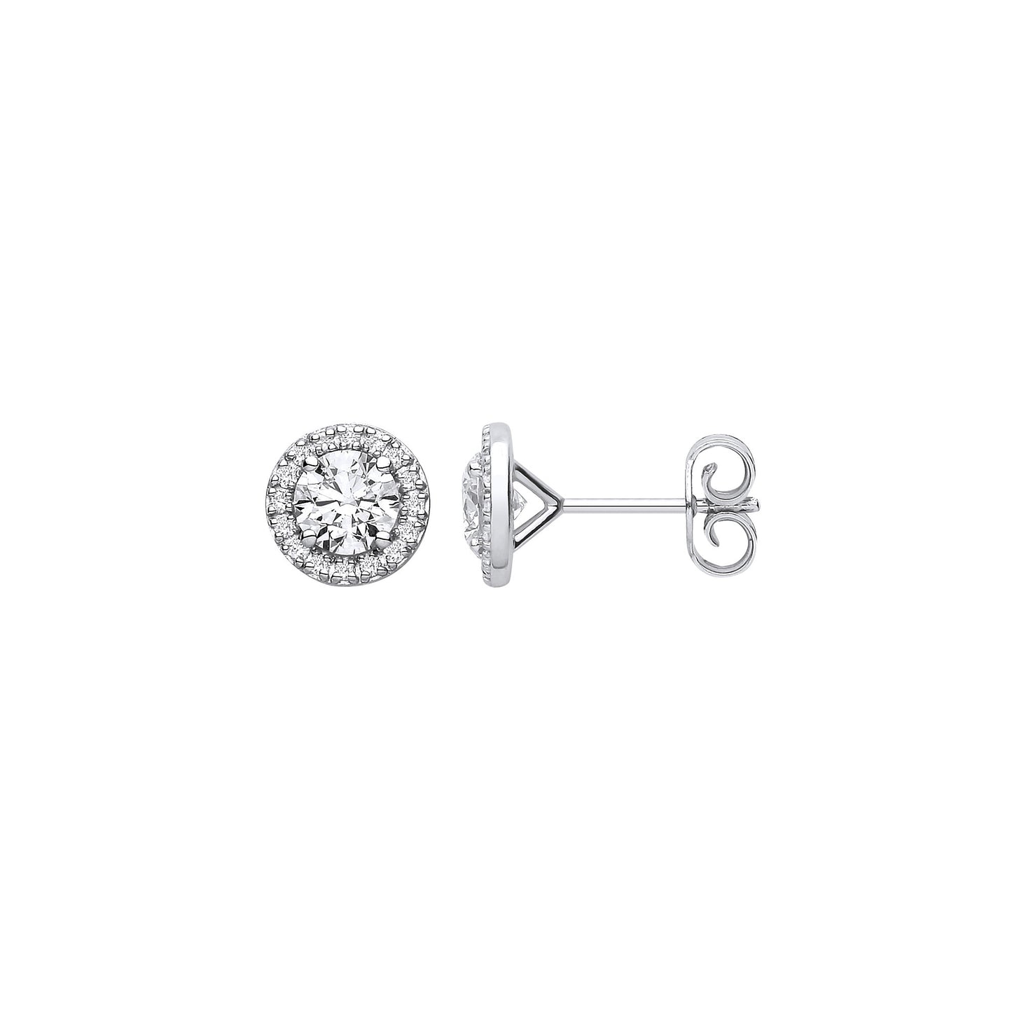 9ct White Gold 1.16ctw Lab-Grown Diamond Halo Stud Earrings – IGI Certified