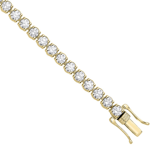 9ct Yellow Gold 5.00ctw Lab-Grown Diamond Tennis Bracelet – WGI Certified