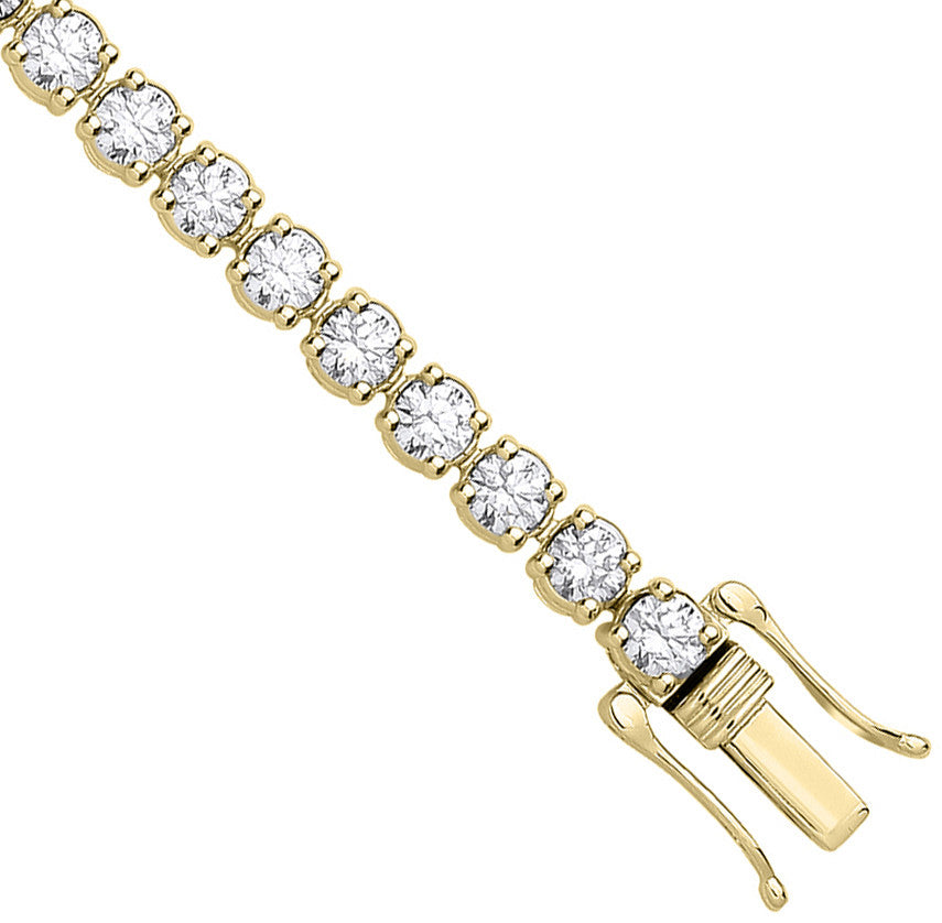 9ct Yellow Gold 10.00ctw Lab-Grown Diamond Tennis Bracelet – WGI Certified