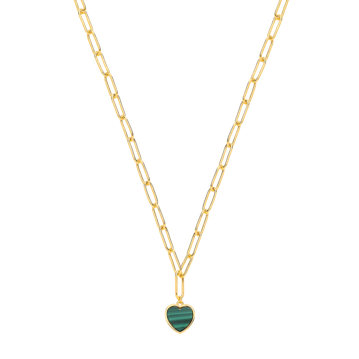 Sterling Silver with Yellow Gold-Plated Paperclip Heart Necklace