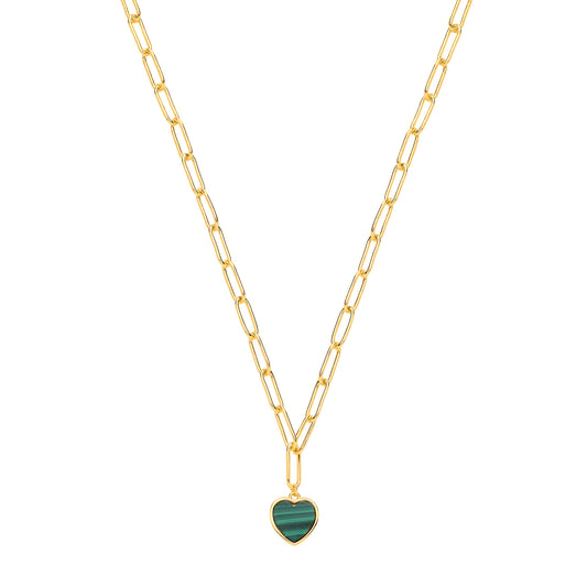 Sterling Silver with Yellow Gold-Plated Paperclip Heart Necklace