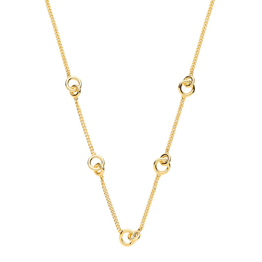 Sterling Silver yellow Gold Plated Interlocking Circle Necklace