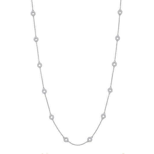 Sterling Silver Circles with CZs Necklace