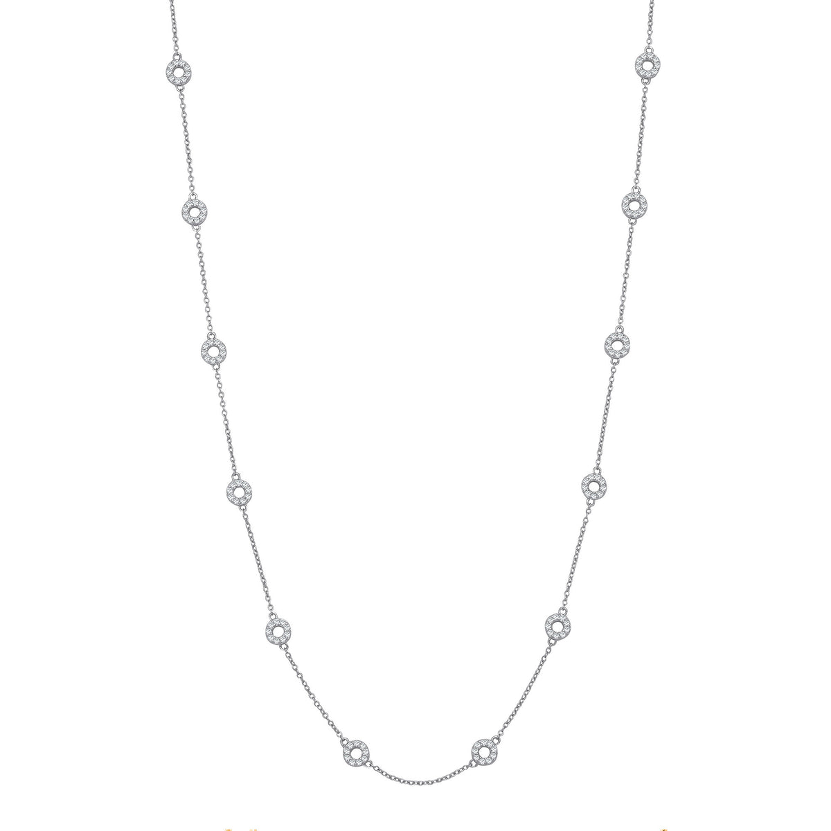 Sterling Silver Circles with CZs Necklace