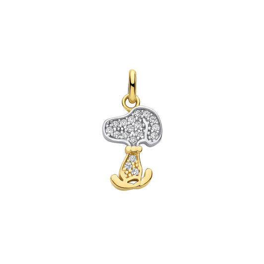 9ct Yellow Gold Snoopy Cubic Zirconia Pendant