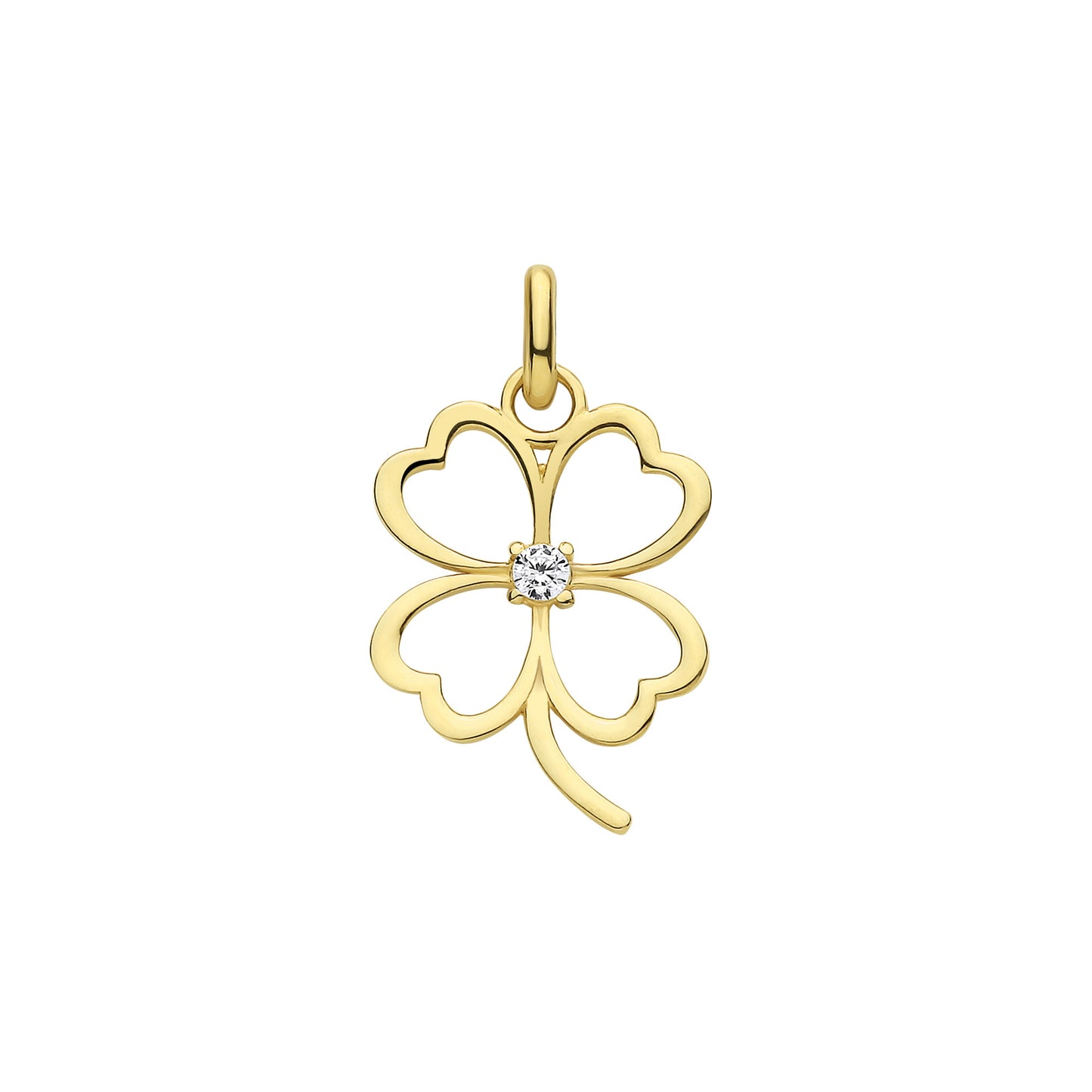 9ct Yellow Gold Four-Leaf Clover Cubic Zirconia Pendant