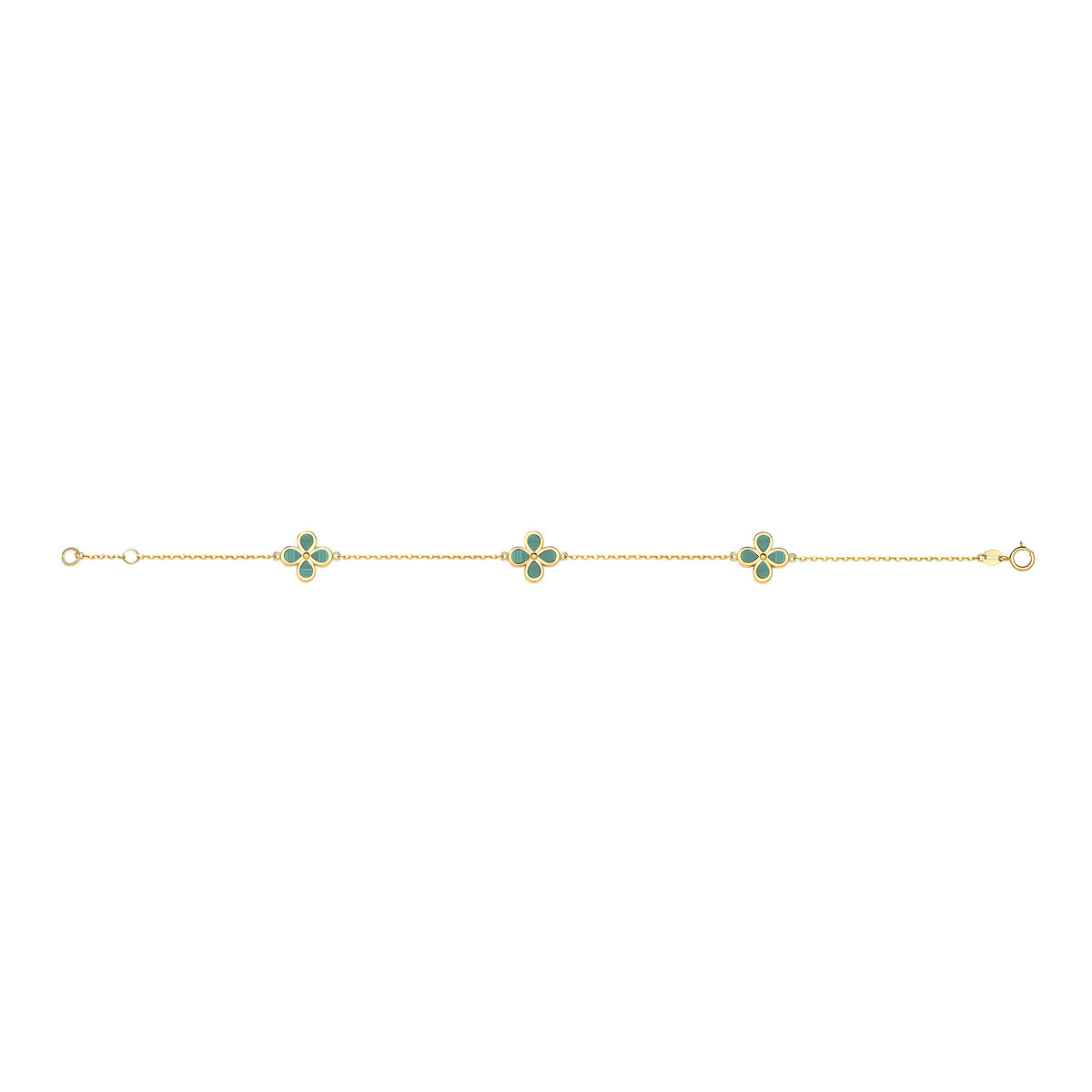 9ct Yellow Gold Green MLCH Flower Ladies Bracelet