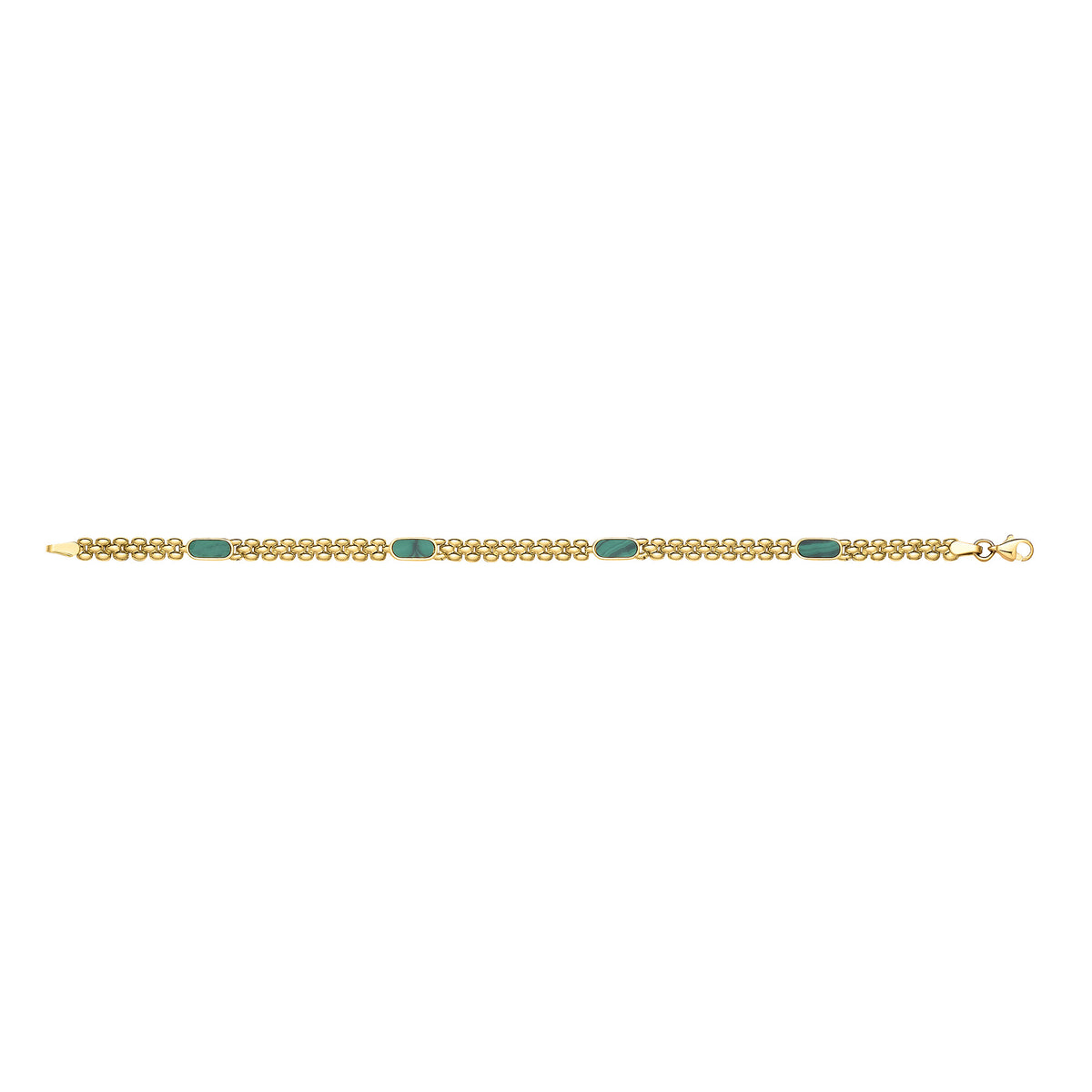 9ct Yellow Gold Green MLCH Panther Link Ladies Bracelet