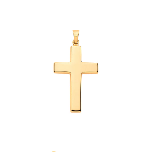 9ct Yellow Gold Medium Hollow Plain Cross Pendant