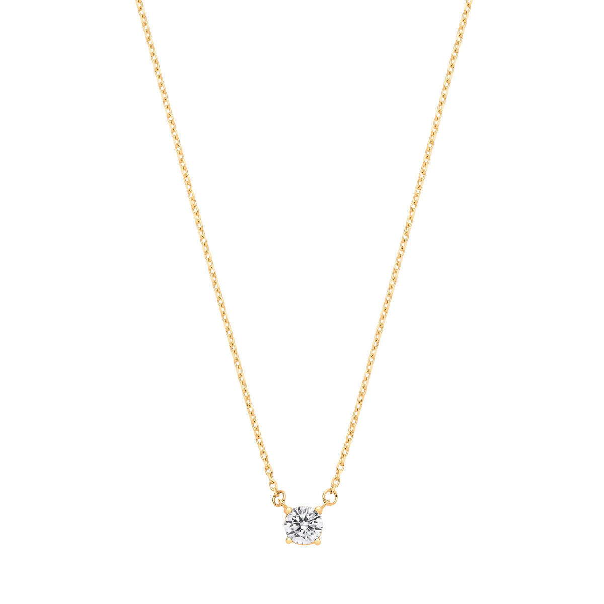9ct Yellow Gold Single CZ Pendant on 18" Chain