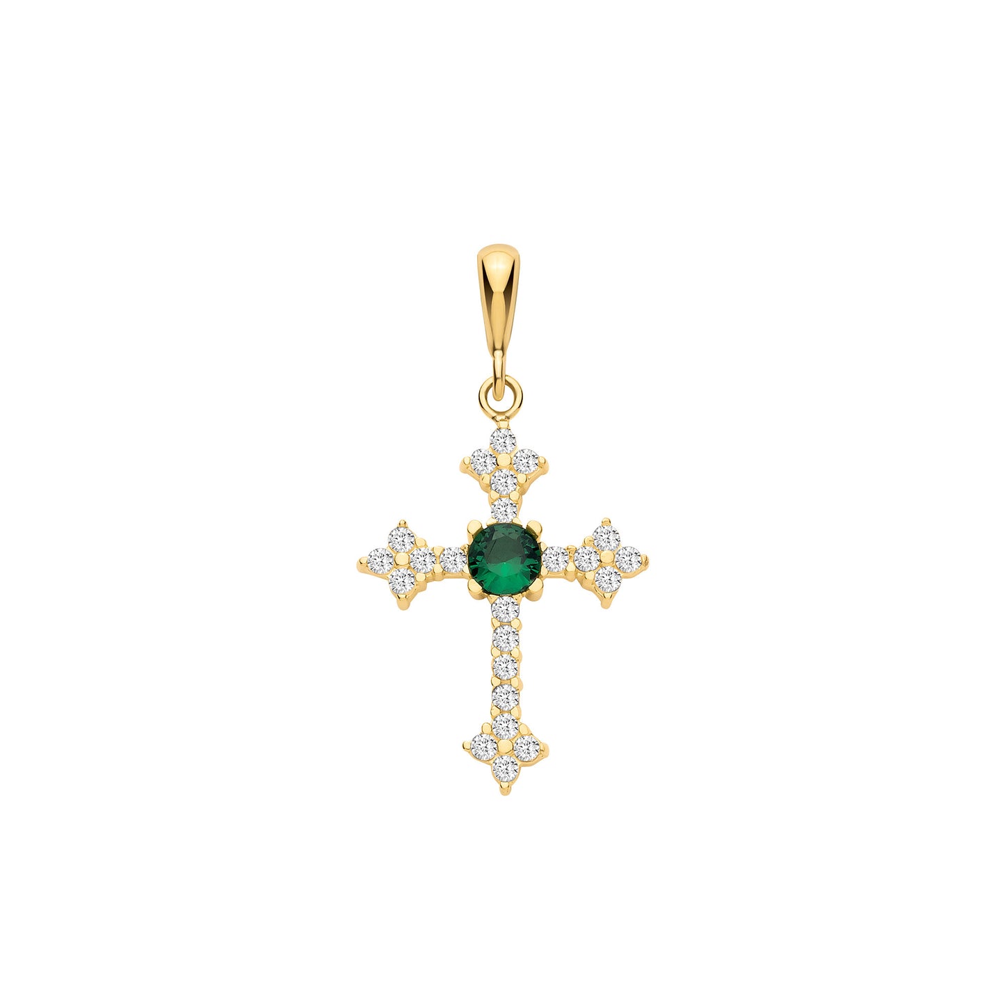Y/G Green and Clear CZs Cross