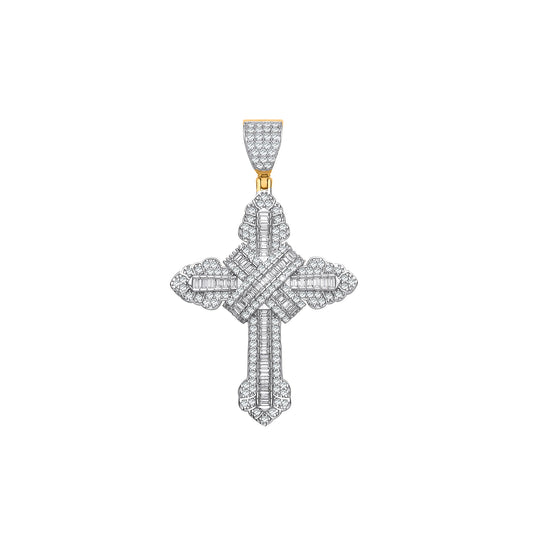 Y/G Vintage Style CZs Kiss Cross