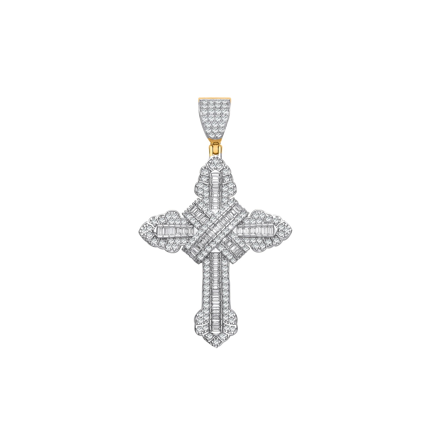 Y/G Vintage Style CZs Kiss Cross