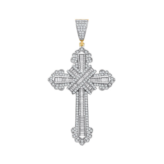 Y/G Large Vintage Style CZs Kiss Cross