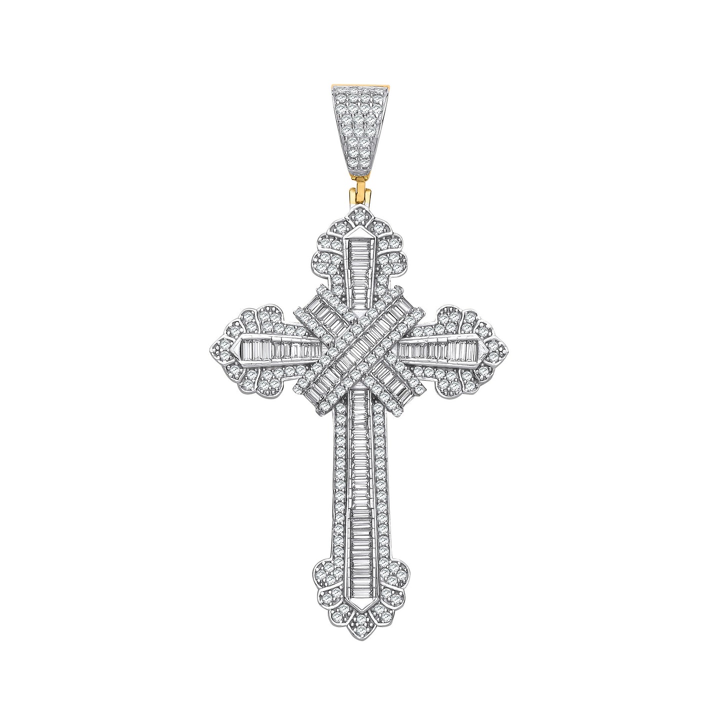Y/G Large Vintage Style CZs Kiss Cross