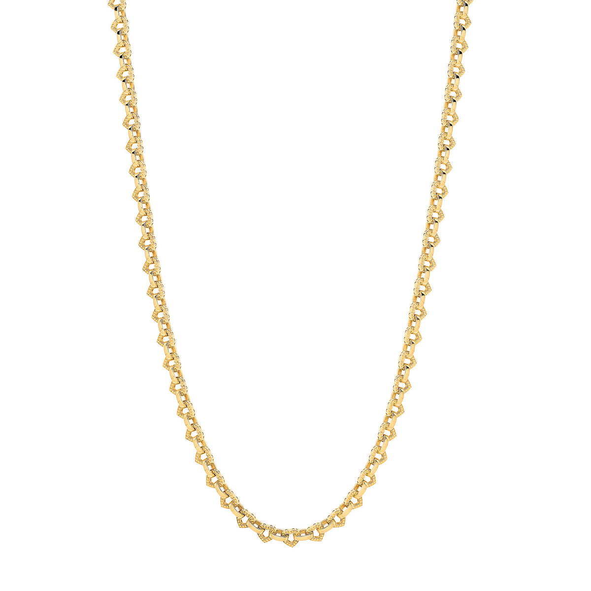 9ct Yellow Gold Heart 6.4mm Link Belcher Bracelet/Chain