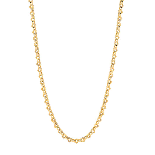 9ct Yellow Gold Heart 6.4mm Link Belcher Bracelet/Chain