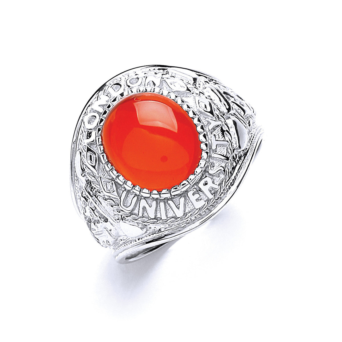 Sterling Silver Red Stone College Gents Ring