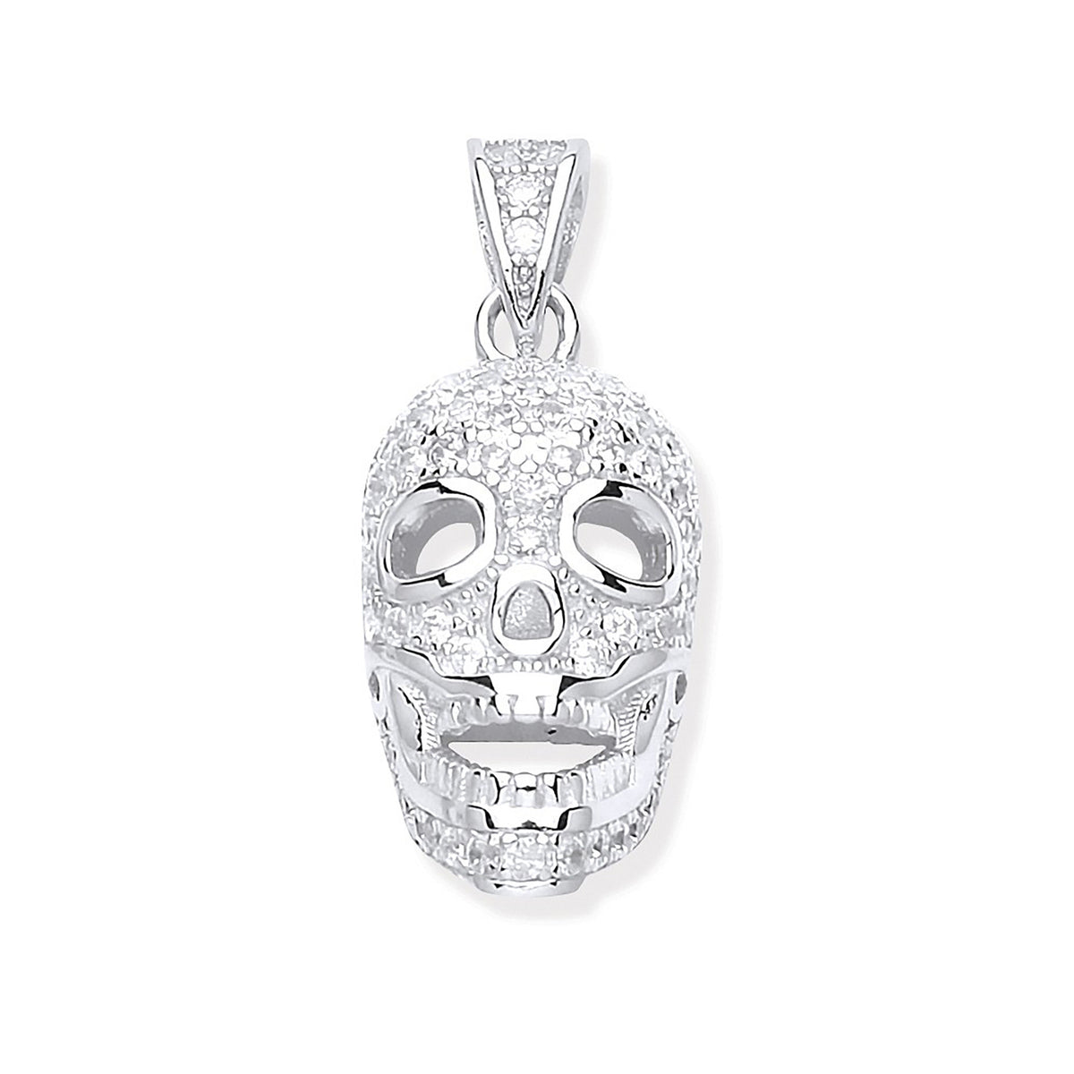 Sterling Silver Cubic Zirconia Skull & Crossbones Pendant
