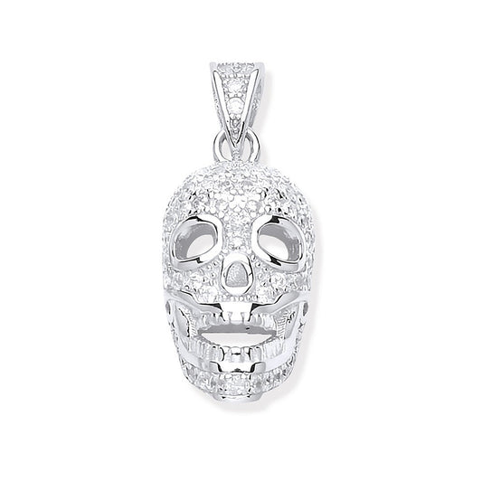 Sterling Silver Cubic Zirconia Skull & Crossbones Pendant