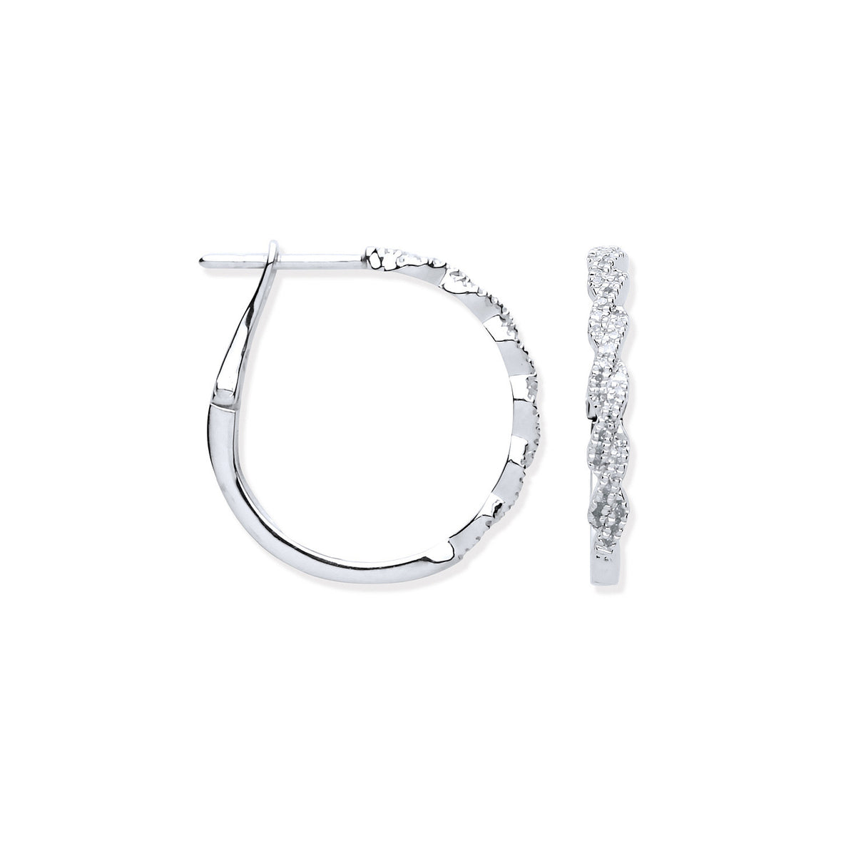 9ct White Gold 0.20ctw Diamond Twist Hoop Earrings