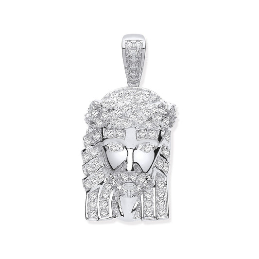 Silver Cz Jesus Pendant