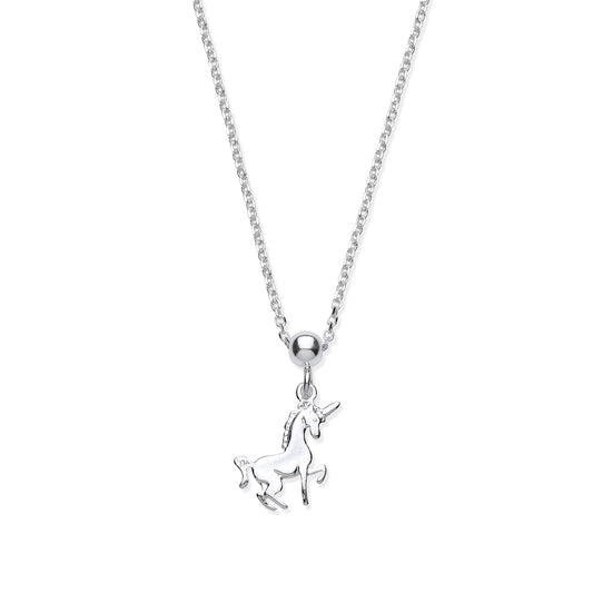 Sterling Silver Unicorn Pendant Necklace and Bracelet Set