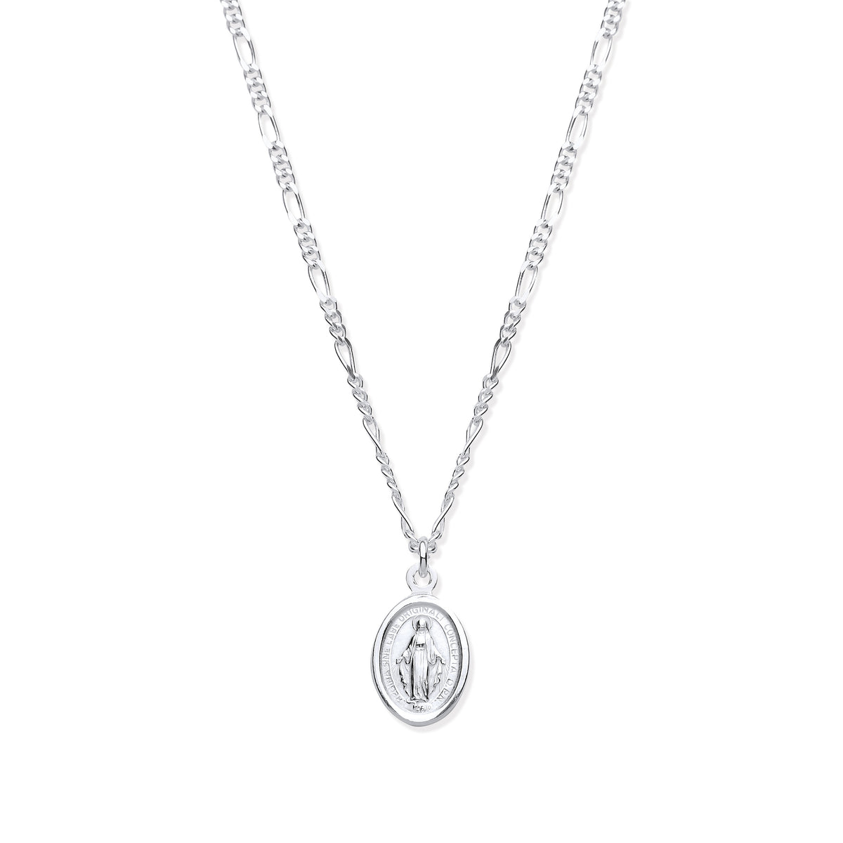 Sterling Silver Miraculous Medallion Necklace and Bracelet Set