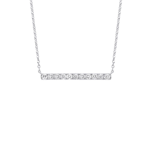 9ct White Gold 0.33ct Diamond Bar Necklace 18"