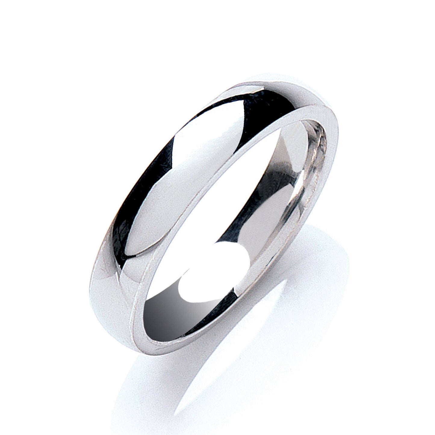 Silver 4mm Court Shape Plain Wedding Band