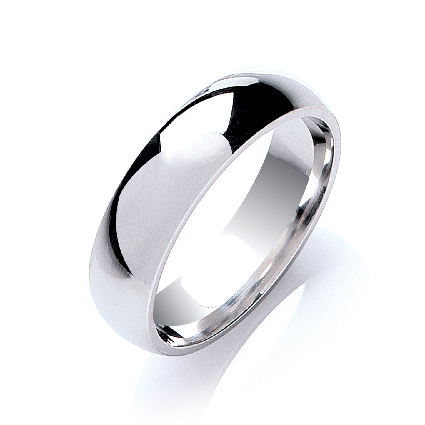 Silver 5mm Court Shape Plain Wedding Band