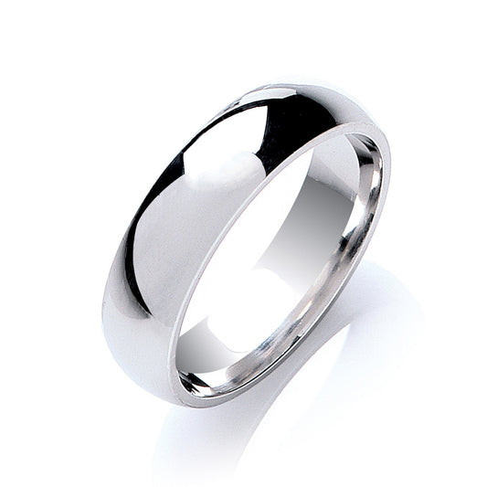 Silver 5mm Court Shape Plain Wedding Band