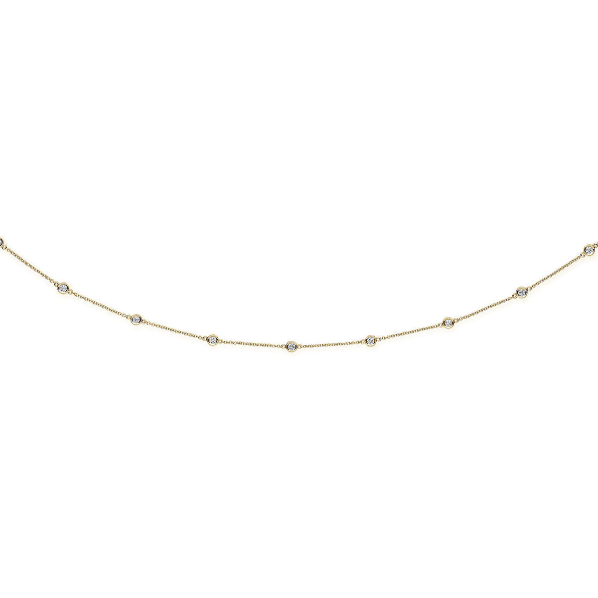 18ct Yellow Gold 1.00ct Diamond By The Yard Necklace