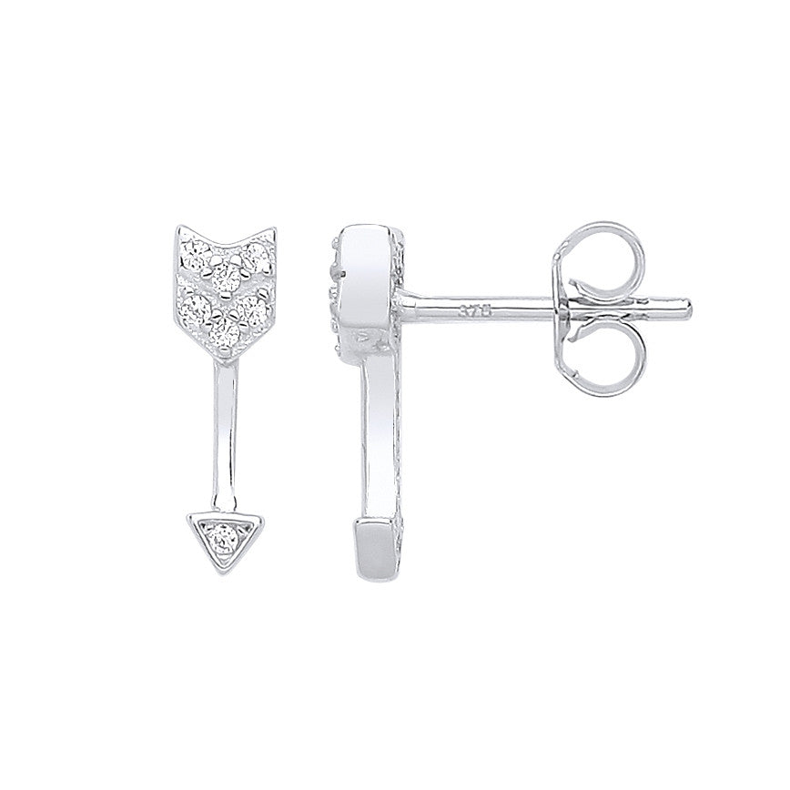 Sterling Silver Cubic Zirconia Arrow Stud Earrings