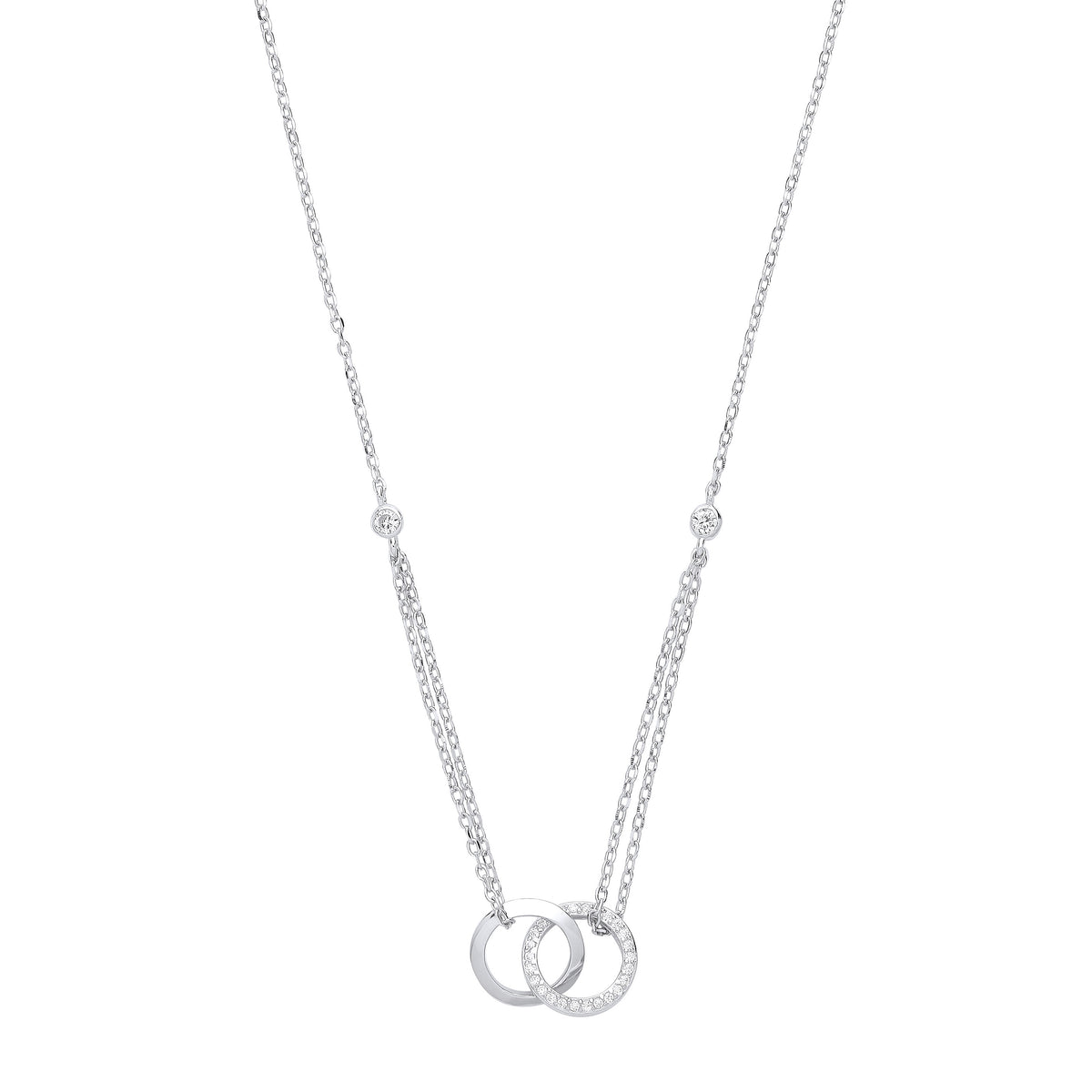 Product Title Sterling Silver Cubic Zirconia Circles of Life 16" Necklace / Ladies Bracelet