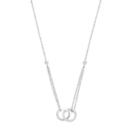 Product Title Sterling Silver Cubic Zirconia Circles of Life 16" Necklace / Ladies Bracelet